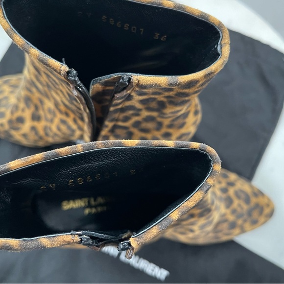 Saint Laurent YSL Leopard Print Suede Lou 75 Zip Bootie Sz 36 EU (5.5-6 US) - Picture 4 of 12